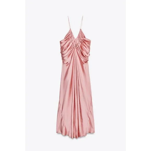 ZARA ZW COLLECTION SATIN VOLUME DRESS - Picture 14 of 16